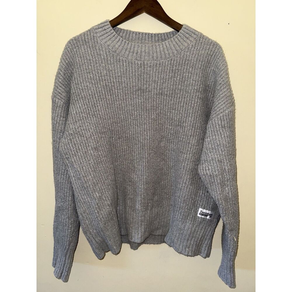 BEARDEDGOAT Basin Waffle Ribbed Knit Sweater Grey Wool Mohair Blend Size L